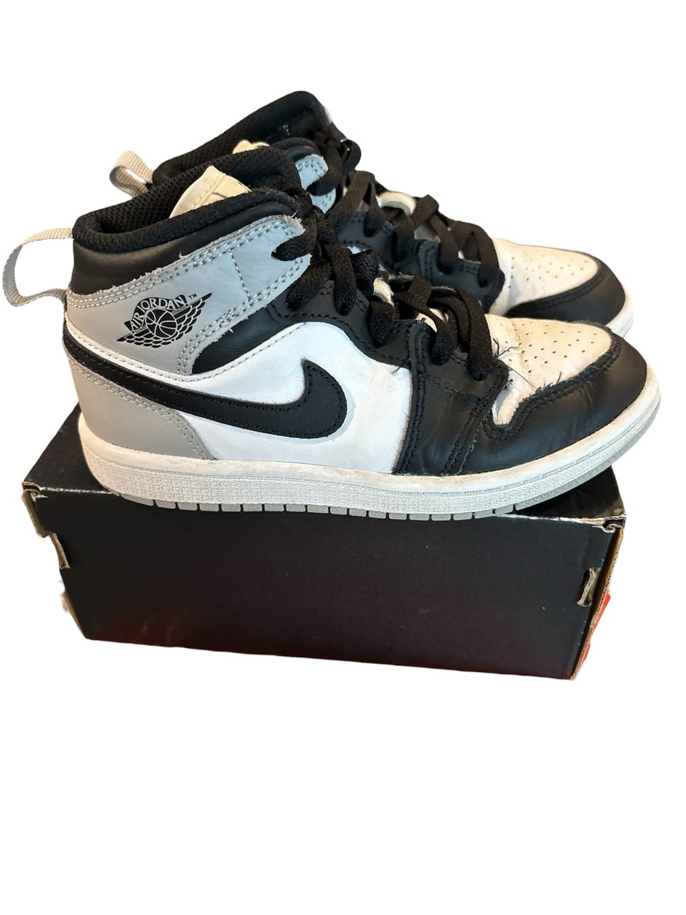 Black, Grey & White Air Jordan 1 Mid Trainers size 13c